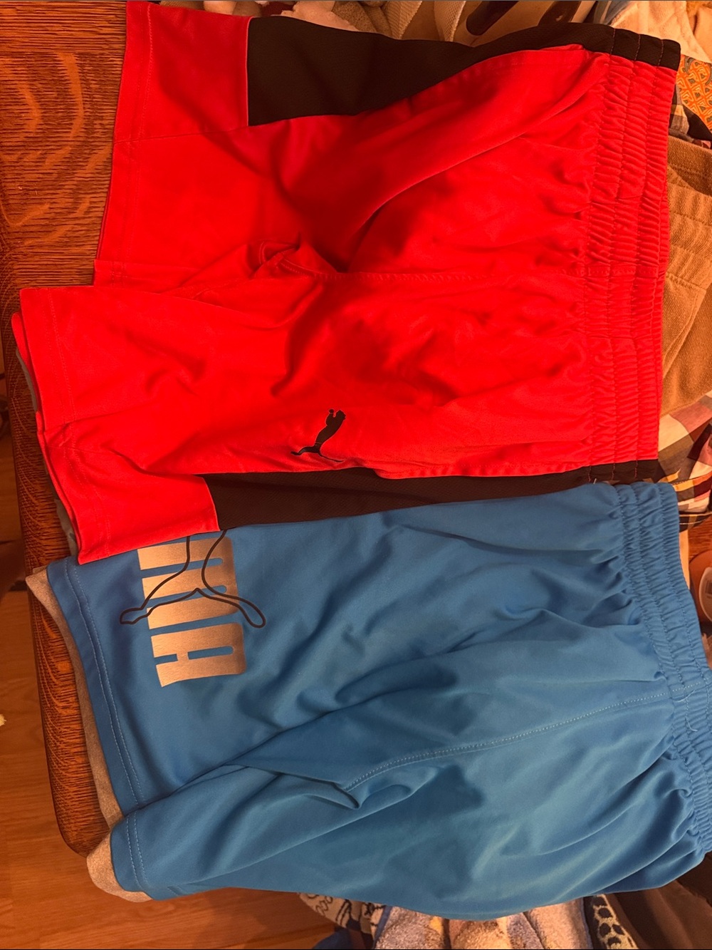 Puma Kids' Red and Blue Athletic Shorts